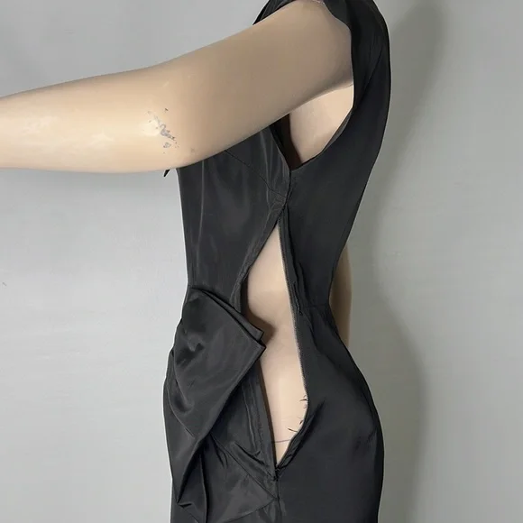 1950sBlack Taffeta Dress with Front Bow